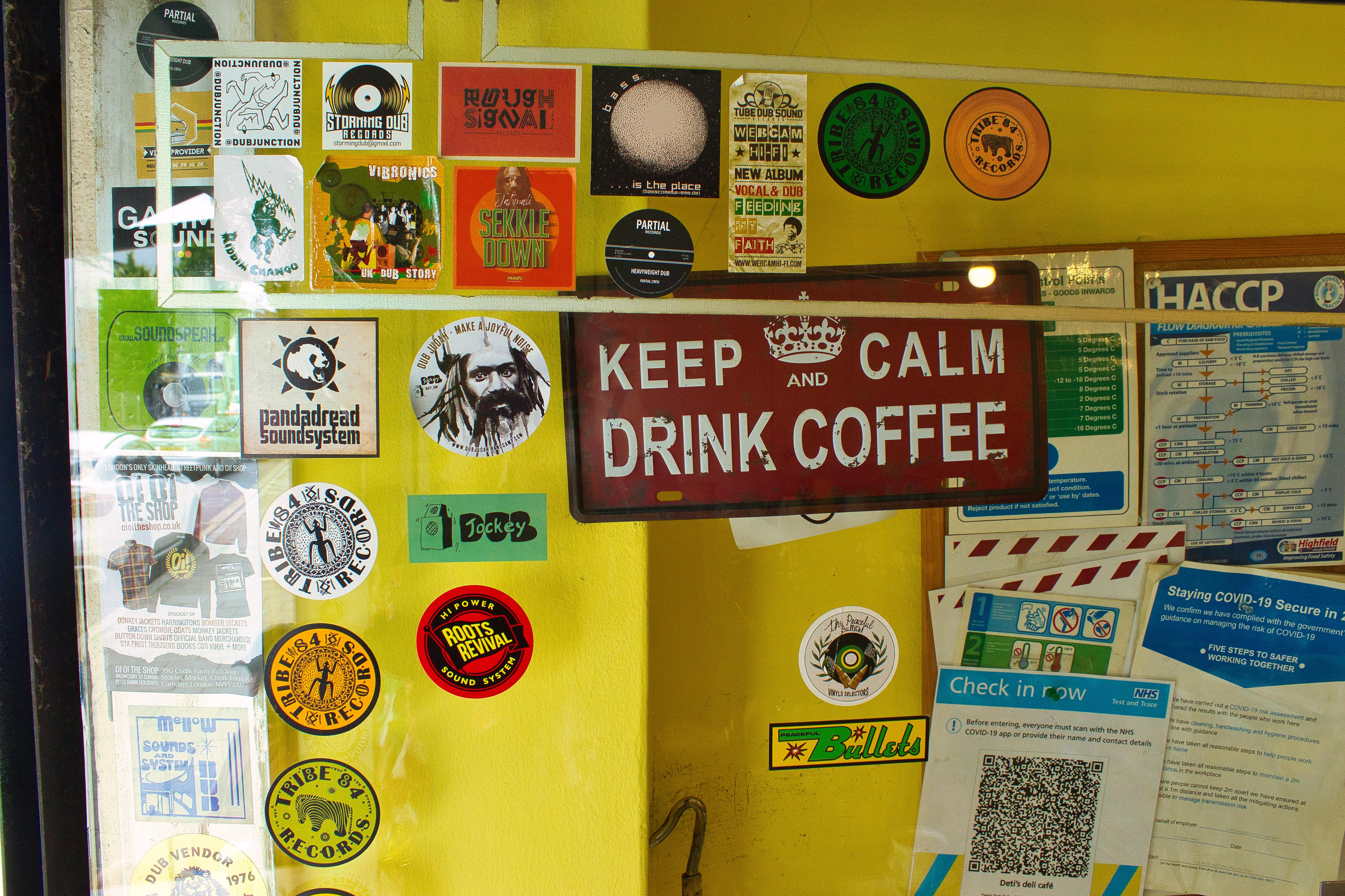 The stickers on the front door.